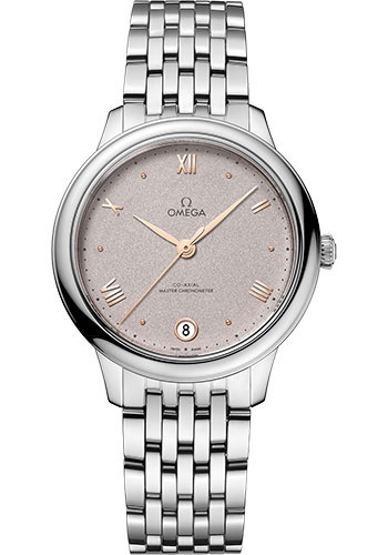 Omega De Ville Stainless Steel  34 MM - Stainless Steel Bracelet - PVD Rose-Grey Sandy Dial - 434.10.34.20.02.002