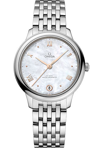 Omega De Ville Stainless Steel  34 MM - Stainless Steel Bracelet - White Mother-Of-Pearl Dial - 434.10.34.20.05.001