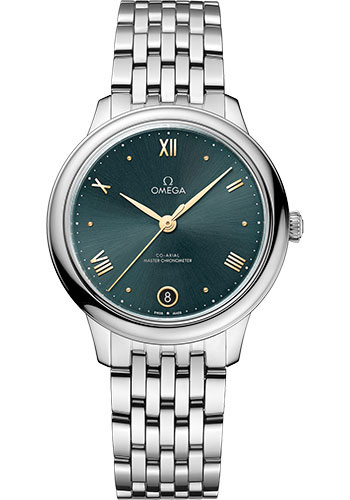 Omega De Ville Stainless Steel  34 MM - Stainless Steel Bracelet - Green Dial - 434.10.34.20.10.001