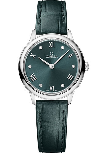 Omega De Ville Stainless Steel 27.5 MM - Green Leather Strap - Green Dial - 434.13.28.60.60.001