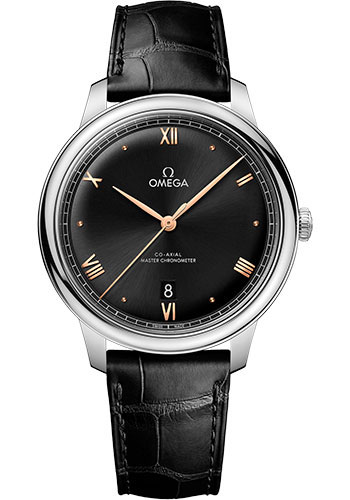 Omega De Ville Stainless Steel 40 MM - Black Leather Strap - Black Dial - 434.13.40.20.01.001