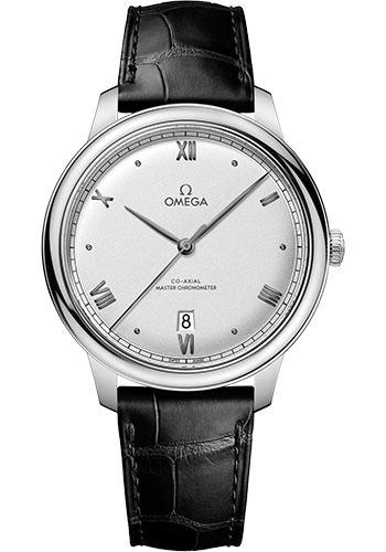 Omega De Ville Stainless Steel 40 MM - Black Leather Strap - Silvery Dial - 434.13.40.20.02.001