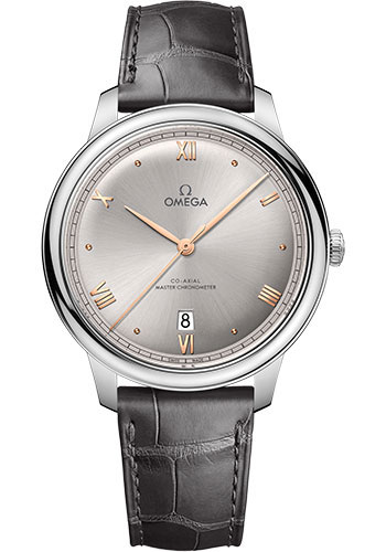 Omega De Ville Stainless Steel 40 MM - Black Leather Strap - Grey Dial - 434.13.40.20.06.001