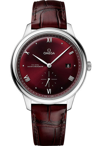 Omega De Ville Stainless Steel 41 MM - Red Leather Strap - Red Dial - 434.13.41.20.11.001