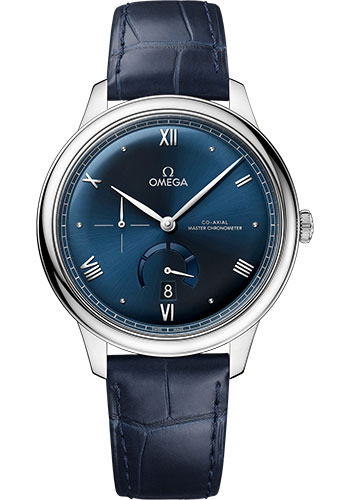 Omega De Ville Stainless Steel 41 MM - Blue Leather Strap - Blue Dial - 434.13.41.21.03.002