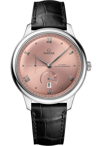 Omega De Ville Stainless Steel 41 MM - Black Leather Strap - Pink Dial - 434.13.41.21.10.001