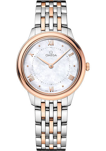 Omega De Ville Stainless Steel and Rose Gold 30 MM - Stainless Steel and Rose Gold Bracelet - White Mother-Of-Pearl  Dial - 434.20.30.60.05.001