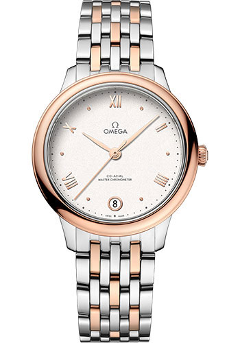 Omega De Ville Rose Gold and Stainless Steel  34 MM - Rose Gold and Stainless Steel Bracelet - Silvery Dial - 434.20.34.20.02.001