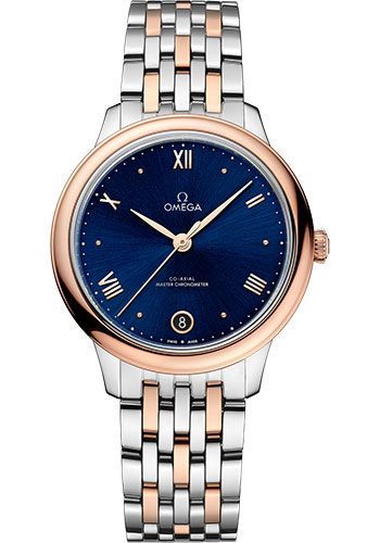 Omega De Ville Rose Gold and Stainless Steel  34 MM - Rose Gold and Stainless Steel Bracelet - Blue Dial - 434.20.34.20.03.001