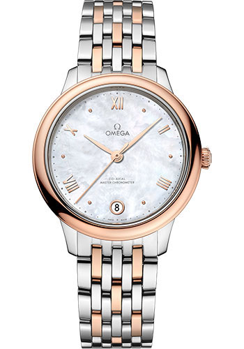 Omega De Ville Rose Gold and Stainless Steel  34 MM - Rose Gold and Stainless Steel Bracelet - White Mother-Of-Pearl Dial - 434.20.34.20.05.001