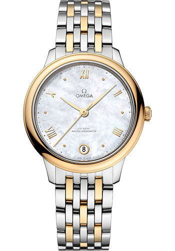 Omega De Ville Yellow Gold and Stainless Steel  34 MM - Yellow Gold and Stainless Steel Bracelet - White Mother-Of-Pearl Dial - 434.20.34.20.05.002