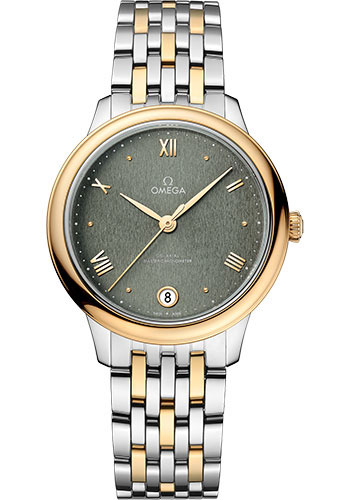 Omega De Ville Yellow Gold and Stainless Steel  34 MM - Yellow Gold and Stainless Steel Bracelet - PVD Matchgreen Dial - 434.20.34.20.10.001