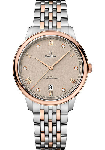 Omega De Ville Stainless Steel and Rose Gold 40 MM - Stainless Steel and Rose Gold Bracelet - Flat PVD Linen Dial - 434.20.40.20.59.001