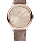 Omega De Ville Stainless Steel and Rose Gold 27.5 MM - Taupe Brown Leather Strap - PVD Linen Dial - 434.23.28.60.59.001