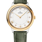 Omega De Ville Stainless Steel and Yellow Gold 30 MM - Olive Green Leather Strap - Silvery Dial - 434.23.30.60.52.002