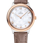 Omega De Ville Stainless Steel and Rose Gold 30 MM - Taupe Brown Leather Strap - White Mother-Of-Pearl Dial - 434.23.30.60.55.001