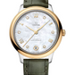 Omega De Ville Yellow Gold and Stainless Steel  34 MM - Olive Green Leather Strap - White Mother-Of-Pearl Dial - 434.23.34.20.55.002