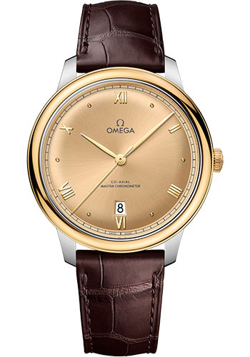 Omega De Ville Stainless Steel and Yellow Gold 40 MM - Brown Leather Strap - Yellow Gold Dial - 434.23.40.20.08.001