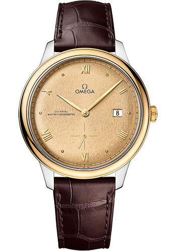 Omega De Ville Yellow Gold and Stainless Steel 41 MM - Brown Leather Strap - Gold Yellow Dial - 434.23.41.20.08.001