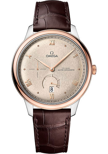 Omega De Ville Rose Gold and Stainless Steel 41 MM - Brown Leather Strap - PVD Linen Dial - 434.23.41.21.09.001