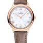 Omega De Ville Rose Gold 27.5 MM - Taupe Brown Leather Strap - White Mother -Of- Pearl Dial - 434.53.28.60.55.001