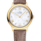 Omega De Ville Yellow Gold 27.5 MM - Taupe Brown Leather Strap - White Mother -Of- Pearl Dial - 434.53.28.60.55.002