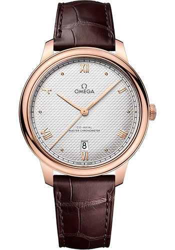 Omega De Ville Rose Gold 40 MM - Brown Leather Strap - Silvery Dial - 434.53.40.20.02.001