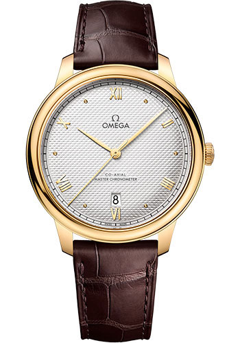 Omega De Ville Yellow Gold 40 MM - Brown Leather Strap - Silvery Dial - 434.53.40.20.02.002