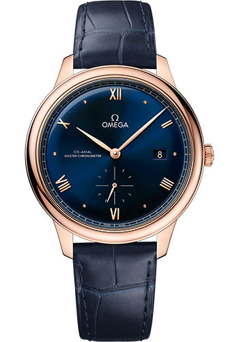 Omega De Ville Rose Gold 41 MM - Blue Leather Strap - Blue Dial - 434.53.41.20.03.001