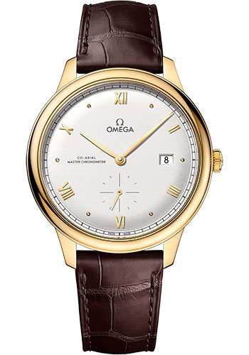 Omega De Ville Yellow Gold 41 MM - Brown Leather Strap - Silvery Dial - 434.53.41.20.02.001