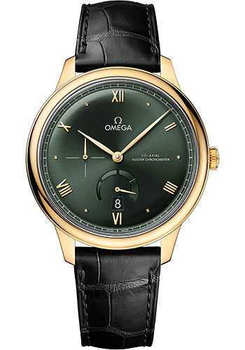 Omega De Ville Yellow Gold 41 MM - Black Leather Strap - Dark Green Dial - 434.53.41.21.10.001