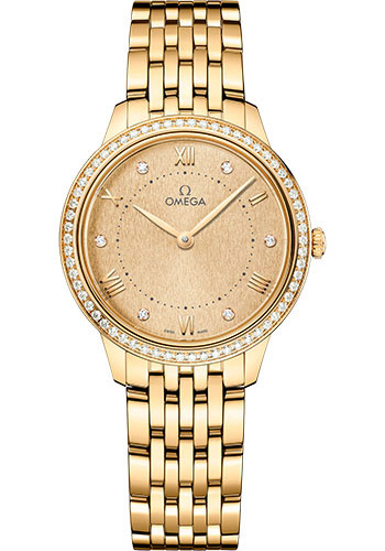 Omega De Ville Yellow Gold 30 MM - Yellow Gold Bracelet - Diamond Bezel - Yellow Gold Dial - 434.55.30.60.58.001