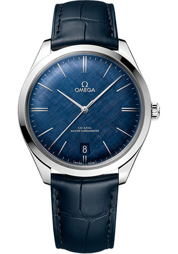 Omega De Ville Stainless Steel 40 MM - Blue Leather Strap - Blue Dial - 435.13.40.21.03.001