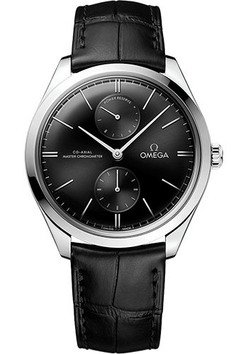 Omega De Ville Stainless Steel 40 MM - Black Leather Strap - Black Dial - 435.13.40.22.01.001