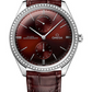 Omega De Ville Stainless Steel 40 MM - Red Leather Strap - Diamond Bezel - Red Dial - 435.18.40.22.11.001