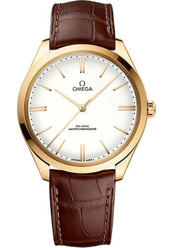 Omega De Ville Yellow Gold 40 MM - Brown Leather Strap - White Enamel Dial - 435.53.40.21.09.001