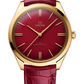 Omega De Ville Yellow Gold 40 MM - Red Leather Strap - Red Enamel Dial - 435.53.40.21.11.001