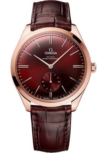 Omega De Ville Rose Gold 40 MM - Red Leather Strap - Red Dial - 435.53.40.21.11.002