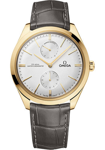 Omega De Ville Yellow Gold 40 MM - Grey Leather Strap - Crystal Silvery Dial - 435.53.40.22.02.001