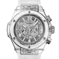 Hublot Big Bang Unico Sapphire 42 MM - Striped Clear Structured Strap - Resin Skeleton Dial - 441.JX.4802.RT