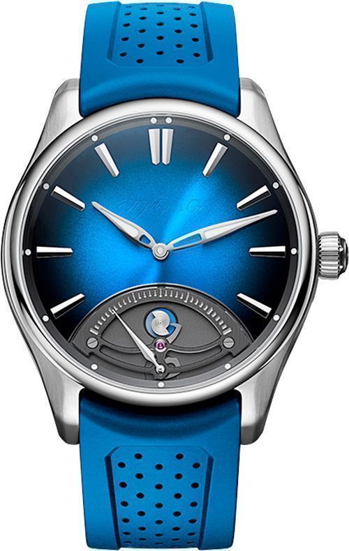H. Moser & Cie Pioneer Retrograde Seconds Midnight Blue - Stainless Steel - 42.8 MM - Rubber Strap - Midnight Blue Fumé Dial - 3250-1200