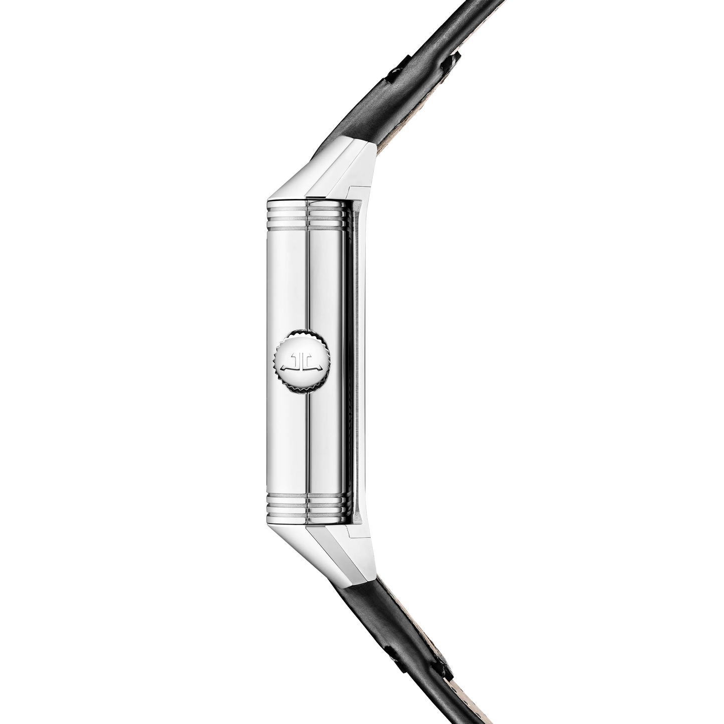JLC - Reverso Tribute Duoface Small Seconds - 47 MM x 28.3 MM - Stainless Steel - Black/Silver Dial - Black Leather/Canvas Strap - Q398847J