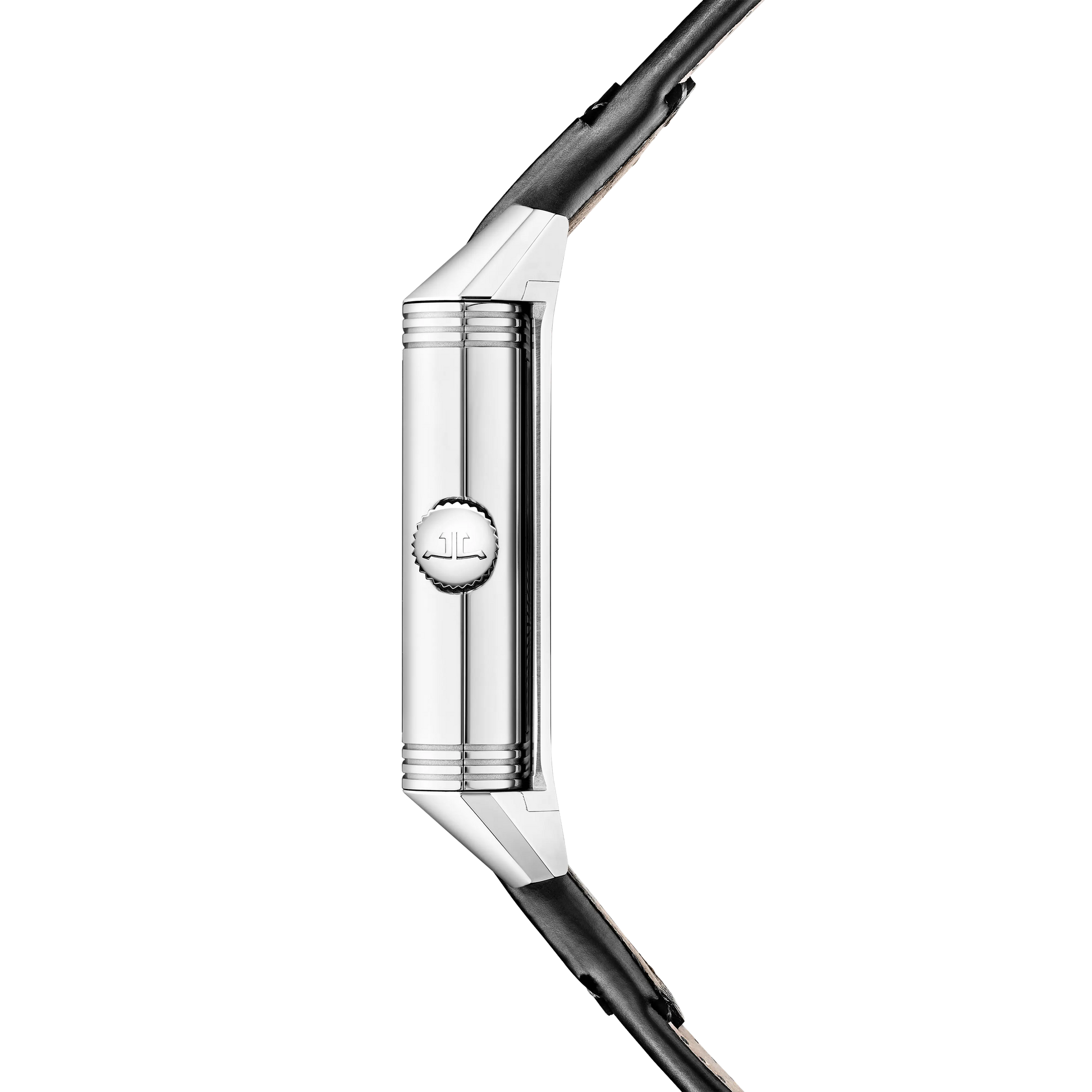 JLC - Reverso Tribute Duoface Small Seconds - 47 MM x 28.3 MM - Stainless Steel - Black/Silver Dial - Black Leather/Canvas Strap - Q398847J