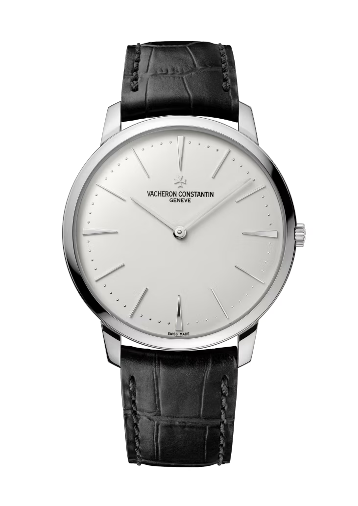 Vacheron Constantin Patrimony White Gold 40 MM - Black Leather Strap - White Dial - 81180/000G-9117