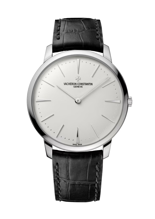 Vacheron Constantin Patrimony White Gold 40 MM - Black Leather Strap - White Dial - 81180/000G-9117