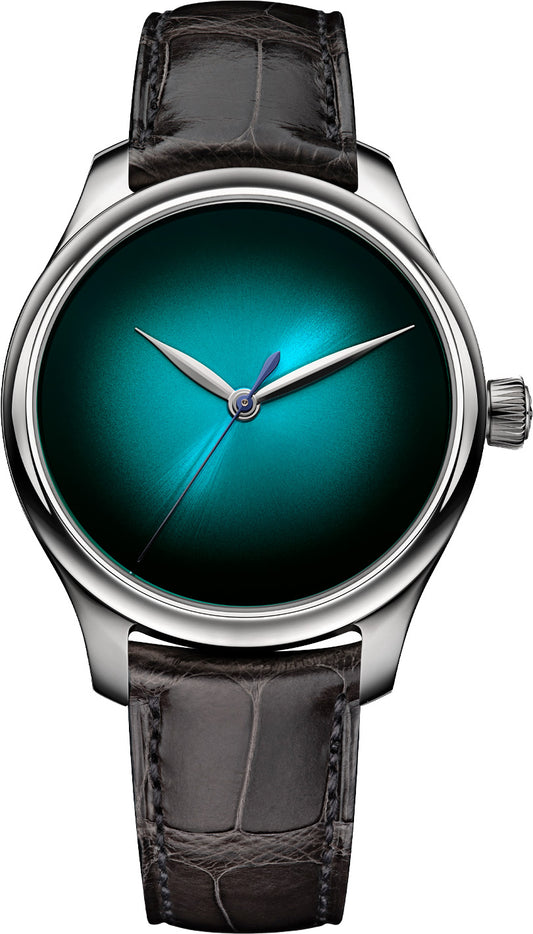 H. Moser & Cie Endeavour Center Seconds - 38 MM - Stainless Steel - Blue Lagoon Fumé Dial - Alligator Leather Strap - 1200-1240