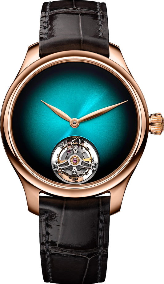 H. Moser & Cie Endeavour Tourbillon Blue Lagoon - 38 MM - Red Gold - Blue Lagoon Fumé Dial - Alligator Leather Strap - 1804-0406