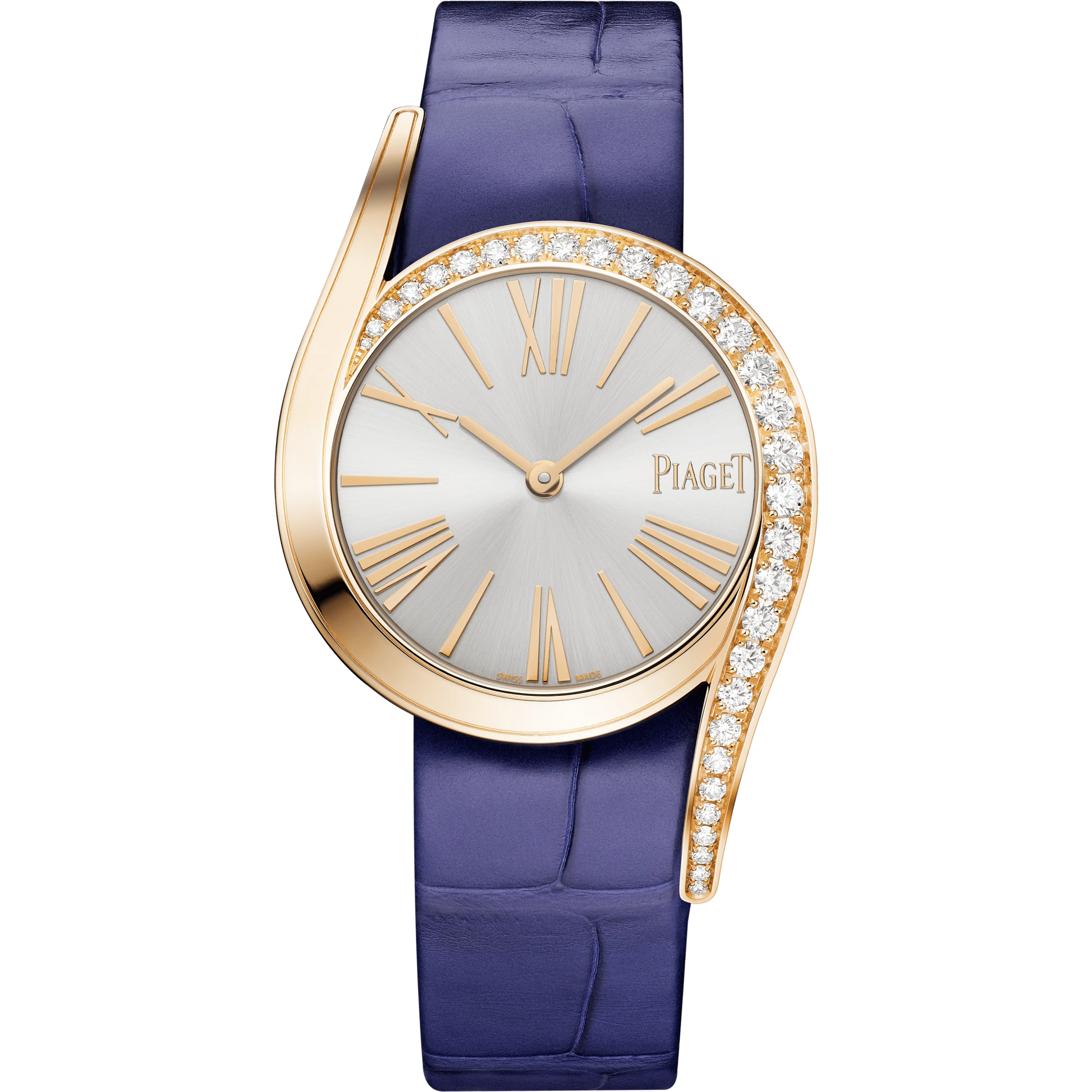 Piaget Limelight Gala - Rose Gold 32 MM - Blue Leather Strap - Diamond Bezel - Silver Dial - G0A47161