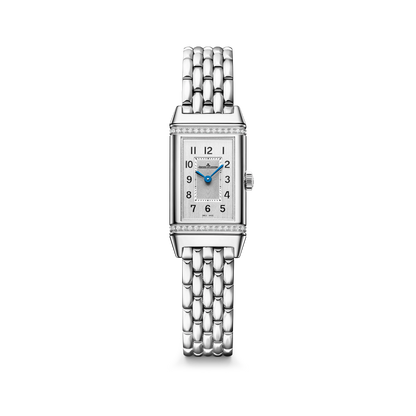 JLC - Reverso Classic Monoface Origin - 32.5 MM x 16.3 MM - Stainless Steel - Silvered-Gray Guilloché Dial - Diamond-Set Case - Stainless Steel Bracelet - Q3878160