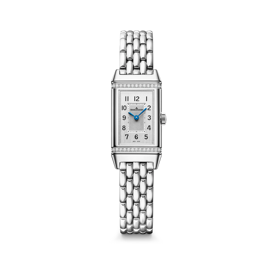 JLC - Reverso Classic Monoface Origin - 32.5 MM x 16.3 MM - Stainless Steel - Silvered-Gray Guilloché Dial - Diamond-Set Case - Stainless Steel Bracelet - Q3878160